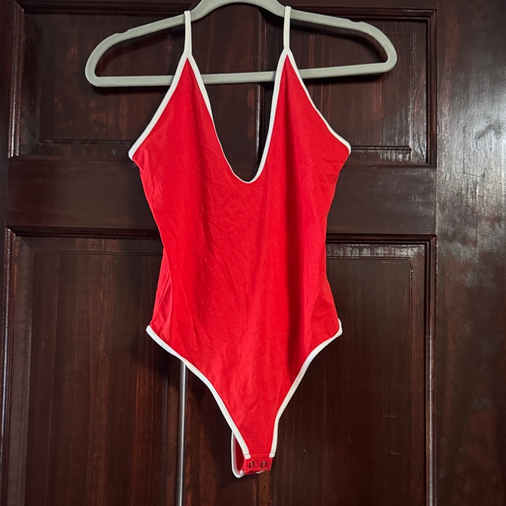 Express Red Bodysuit with White Trim
